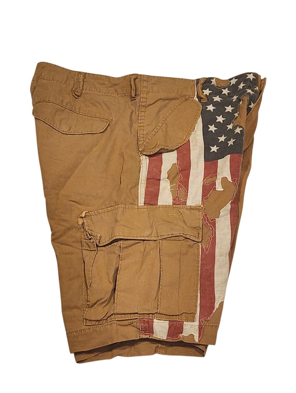 Vintage Denim & Supply Ralph Lauren Cargo Shorts Distressed USA Flag Size 34 - Picture 6 of 10